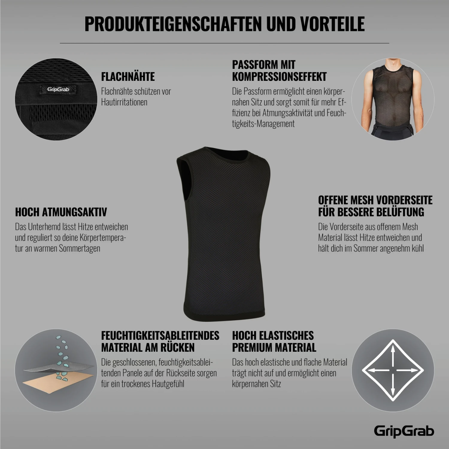 GripGrab 3-Season Unterhemd Ärmellos - Black 12 GripGrab 3-Season Unterhemd Ärmellos - Black – Bild 10