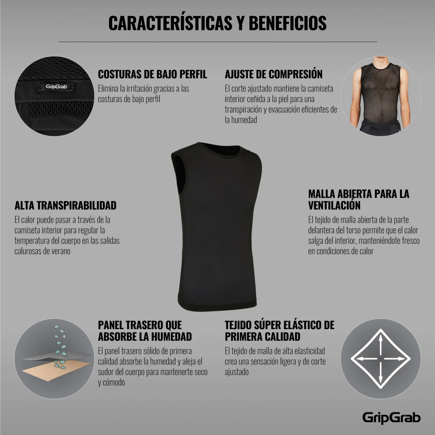 GripGrab 3-Season Unterhemd Ärmellos - Black 8 GripGrab 3-Season Unterhemd Ärmellos - Black – Bild 6