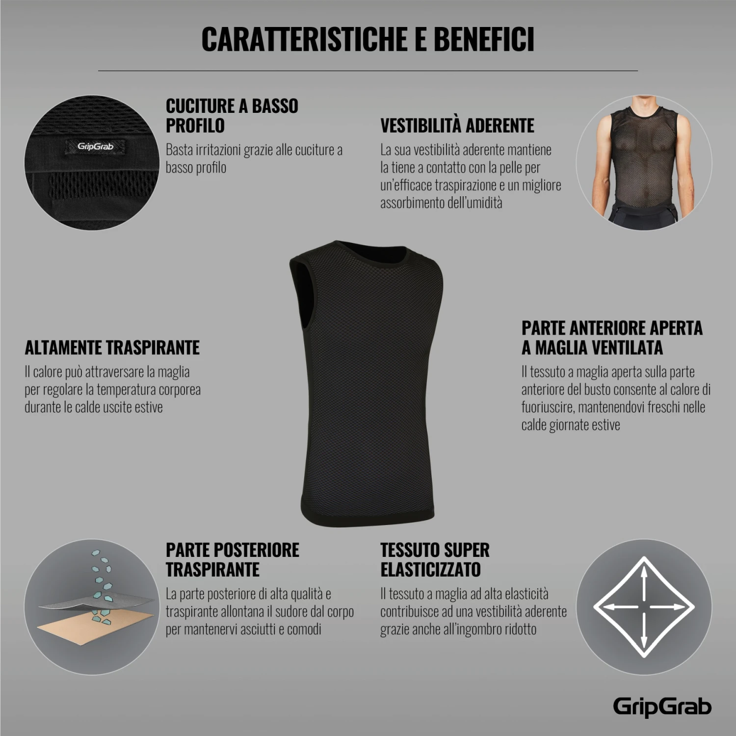 GripGrab 3-Season Unterhemd Ärmellos - Black 10 GripGrab 3-Season Unterhemd Ärmellos - Black – Bild 8