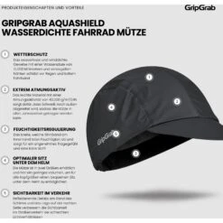 GripGrab AquaShield Wasserdichte Fahrrad Mütze - Schwarz -Gripgrab gripgrab aquashield waterproof cycling cap black 3 1273817