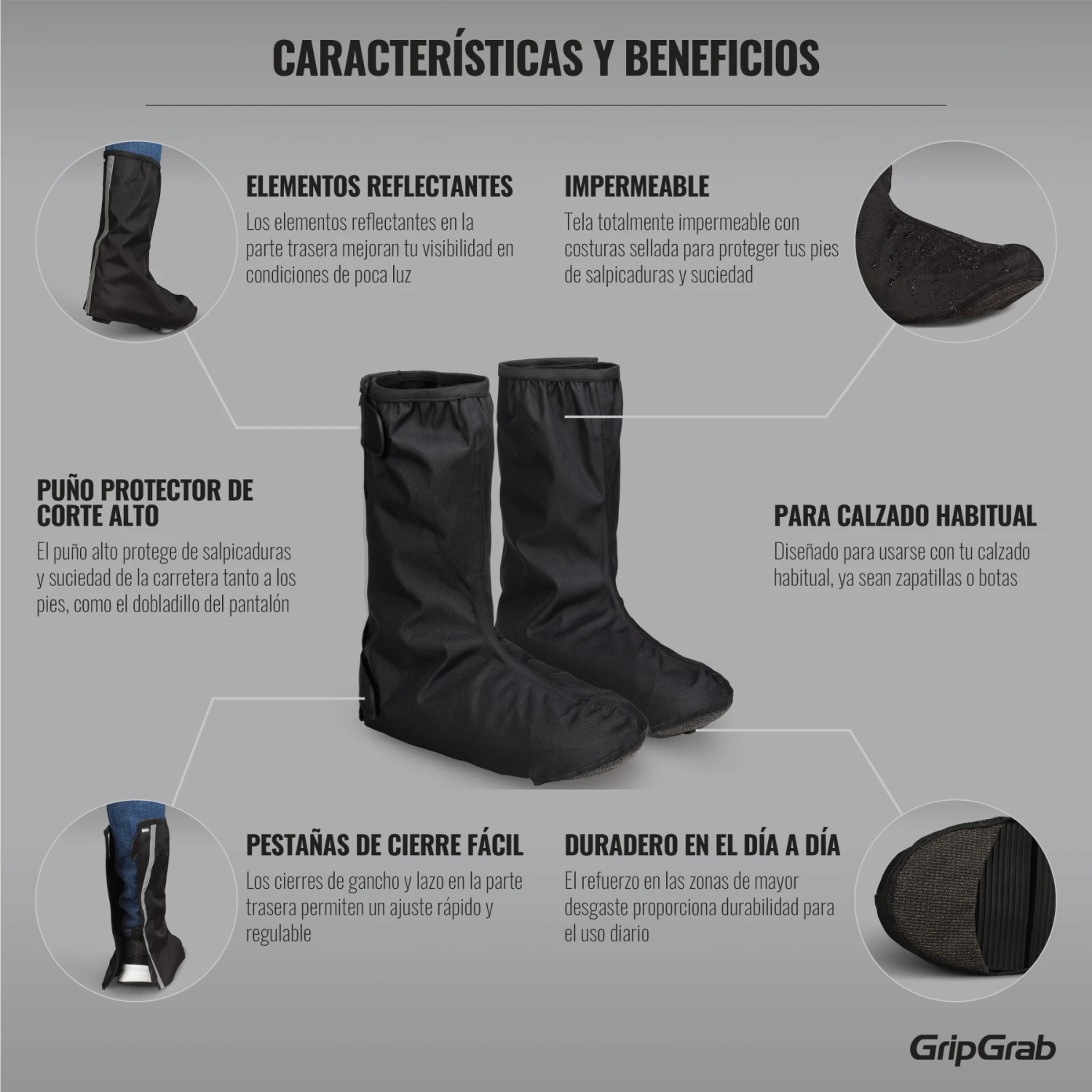 GripGrab DryFoot 2 Regenschutz Überschuhe Alltagsschuhe - Schwarz 7 GripGrab DryFoot 2 Regenschutz Überschuhe Alltagsschuhe - Schwarz – Bild 5