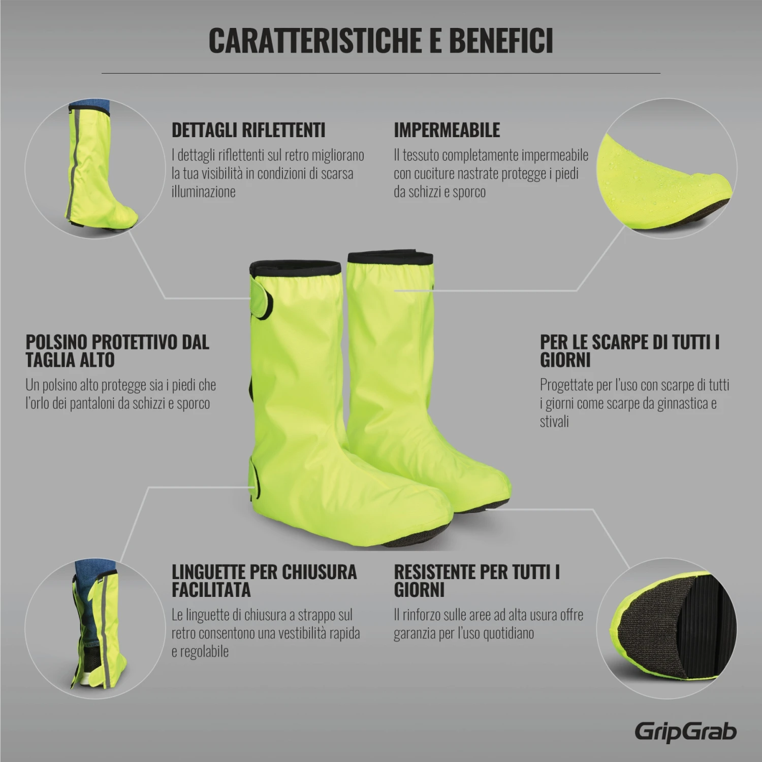 GripGrab DryFoot 2 Regenschutz Überschuhe Alltagsschuhe - Yellow Hi-Vis 8 GripGrab DryFoot 2 Regenschutz Überschuhe Alltagsschuhe - Yellow Hi-Vis – Bild 6