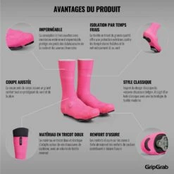 GripGrab Flandrien Wasserdichte Gestrickte Rennrad Überschuhe - Pink -Gripgrab gripgrab flandrien waterproof knitted road shoe covers pink 2 1189856