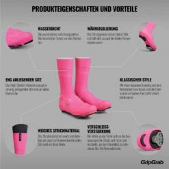 GripGrab Flandrien Wasserdichte Gestrickte Rennrad Überschuhe - Pink -Gripgrab gripgrab flandrien waterproof knitted road shoe covers pink 4 1094252