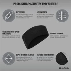 GripGrab Freedom Seamless Warp Knitted Stirnband - Schwarz -Gripgrab gripgrab freedom seamless warp knitted headband black 17 1186967