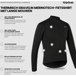 GripGrab Gravelin Merinotech Thermo Langarmtrikot - Schwarz -Gripgrab gripgrab gravelin merinotech thermal long sleeve jersey black 18 1558215
