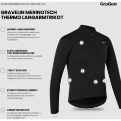 GripGrab Gravelin Merinotech Thermo Langarmtrikot - Schwarz -Gripgrab gripgrab gravelin merinotech thermal long sleeve jersey black 4 1558217
