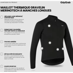 GripGrab Gravelin Merinotech Thermo Langarmtrikot - Schwarz -Gripgrab gripgrab gravelin merinotech thermal long sleeve jersey black 6 1558218