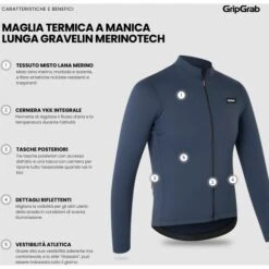 GripGrab Gravelin Merinotech Thermo Langarmtrikot - Navy Blue -Gripgrab gripgrab gravelin merinotech thermal long sleeve jersey navy blue 10 1558231