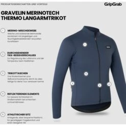 GripGrab Gravelin Merinotech Thermo Langarmtrikot - Navy Blue -Gripgrab gripgrab gravelin merinotech thermal long sleeve jersey navy blue 11 1558232
