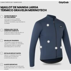 GripGrab Gravelin Merinotech Thermo Langarmtrikot - Navy Blue -Gripgrab gripgrab gravelin merinotech thermal long sleeve jersey navy blue 6 1558235