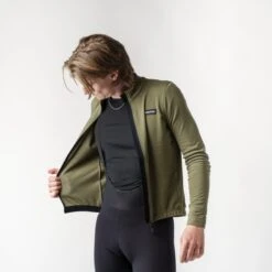 GripGrab Gravelin Merinotech Thermo Langarmtrikot - Olive Green -Gripgrab gripgrab gravelin merinotech thermal long sleeve jersey olive green 10 1558257