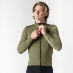 GripGrab Gravelin Merinotech Thermo Langarmtrikot - Olive Green -Gripgrab gripgrab gravelin merinotech thermal long sleeve jersey olive green 11 1558258