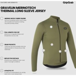 GripGrab Gravelin Merinotech Thermo Langarmtrikot - Olive Green -Gripgrab gripgrab gravelin merinotech thermal long sleeve jersey olive green 2 1558259