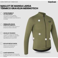 GripGrab Gravelin Merinotech Thermo Langarmtrikot - Olive Green -Gripgrab gripgrab gravelin merinotech thermal long sleeve jersey olive green 4 1558261