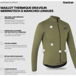 GripGrab Gravelin Merinotech Thermo Langarmtrikot - Olive Green -Gripgrab gripgrab gravelin merinotech thermal long sleeve jersey olive green 5 1558262