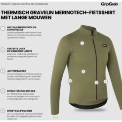 GripGrab Gravelin Merinotech Thermo Langarmtrikot - Olive Green -Gripgrab gripgrab gravelin merinotech thermal long sleeve jersey olive green 7 1558264