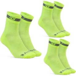 GripGrab Hi-Vis Regular Cut 3PACK Socken - Yellow Hi-Vis