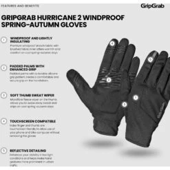 GripGrab Hurricane 2 Winddichte Frühling-Herbst Übergangshandschuhe - Schwarz 30 GripGrab Hurricane 2 Winddichte Frühling-Herbst Übergangshandschuhe - Schwarz -Gripgrab gripgrab hurricane 2 windproof spring autumn gloves black 14 1274298