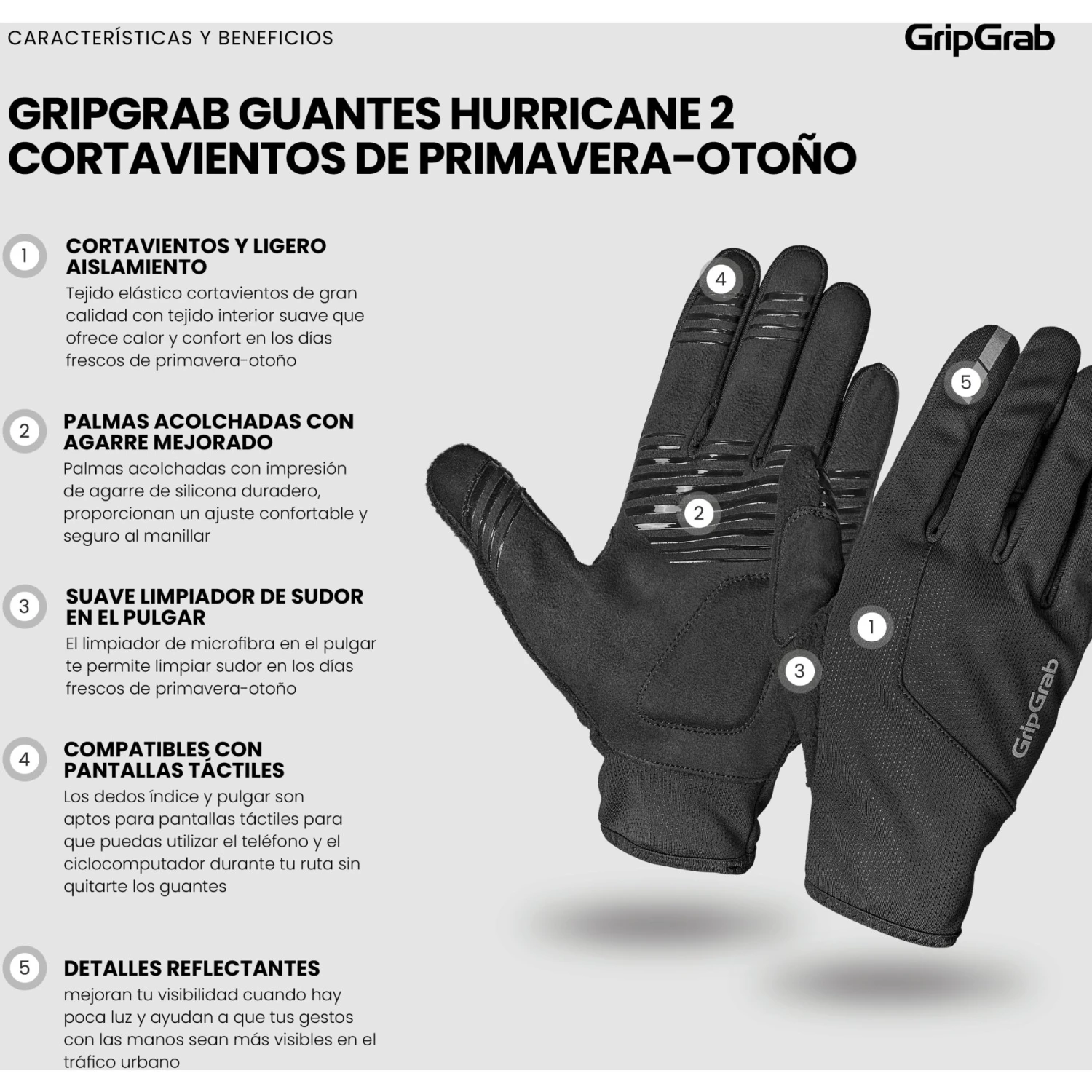 GripGrab Hurricane 2 Winddichte Frühling-Herbst Übergangshandschuhe - Schwarz 13 GripGrab Hurricane 2 Winddichte Frühling-Herbst Übergangshandschuhe - Schwarz – Bild 11