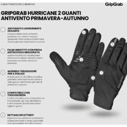 GripGrab Hurricane 2 Winddichte Frühling-Herbst Übergangshandschuhe - Schwarz 34 GripGrab Hurricane 2 Winddichte Frühling-Herbst Übergangshandschuhe - Schwarz -Gripgrab gripgrab hurricane 2 windproof spring autumn gloves black 18 1274302