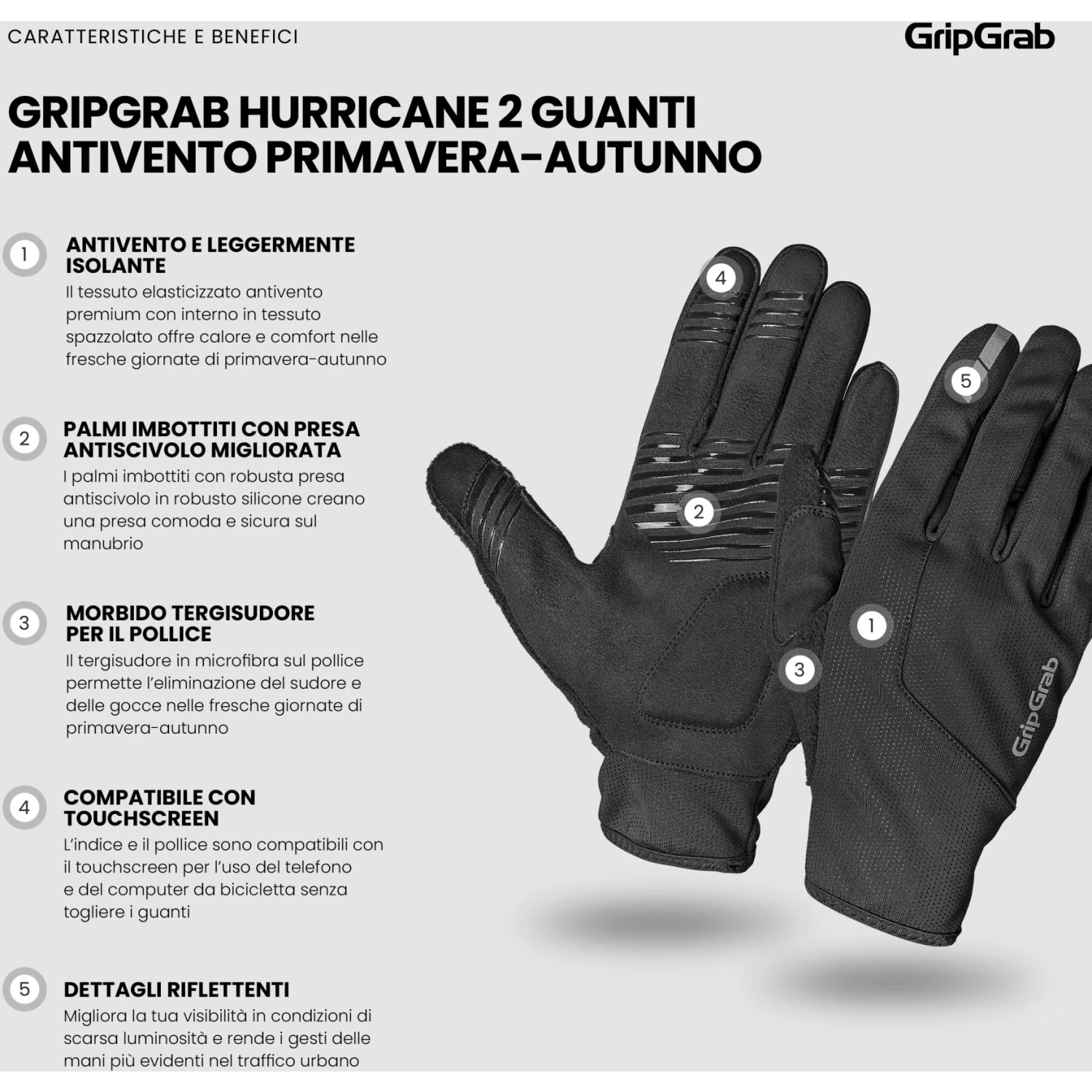 GripGrab Hurricane 2 Winddichte Frühling-Herbst Übergangshandschuhe - Schwarz 15 GripGrab Hurricane 2 Winddichte Frühling-Herbst Übergangshandschuhe - Schwarz – Bild 13