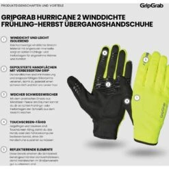GripGrab Hurricane 2 Winddichte Frühling-Herbst Übergangshandschuhe - Yellow Hi-vis -Gripgrab gripgrab hurricane 2 windproof spring autumn gloves yellow hi vis 1 1274365