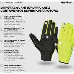 GripGrab Hurricane 2 Winddichte Frühling-Herbst Übergangshandschuhe - Yellow Hi-vis -Gripgrab gripgrab hurricane 2 windproof spring autumn gloves yellow hi vis 4 1274359