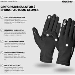 GripGrab Insulator 2 Frühling-Herbst Übergangshandschuhe - Schwarz -Gripgrab gripgrab insulator 2 spring autumn gloves black 11 1275005
