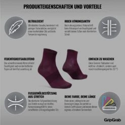 GripGrab Lightweight Airflow Short Socken - Dark Red -Gripgrab gripgrab lightweight airflow short socks dark red 4 1183770