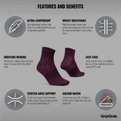 GripGrab Lightweight Airflow Short Socken - Dark Red -Gripgrab gripgrab lightweight airflow short socks dark red 5 1183771