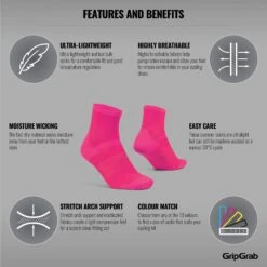 GripGrab Lightweight Airflow Short Socken - Pink Hi-Vis -Gripgrab gripgrab lightweight airflow short socks pink hi vis 7 1183742