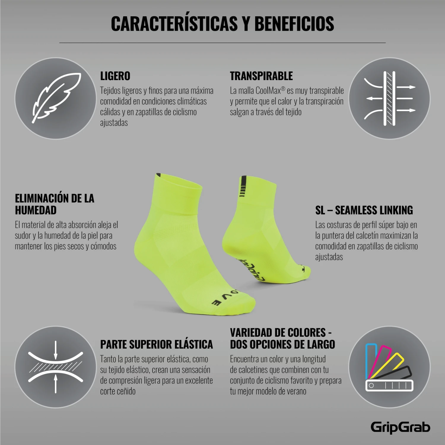 GripGrab Lightweight SL Short Socken - Yellow Hi-Vis 11 GripGrab Lightweight SL Short Socken - Yellow Hi-Vis – Bild 9