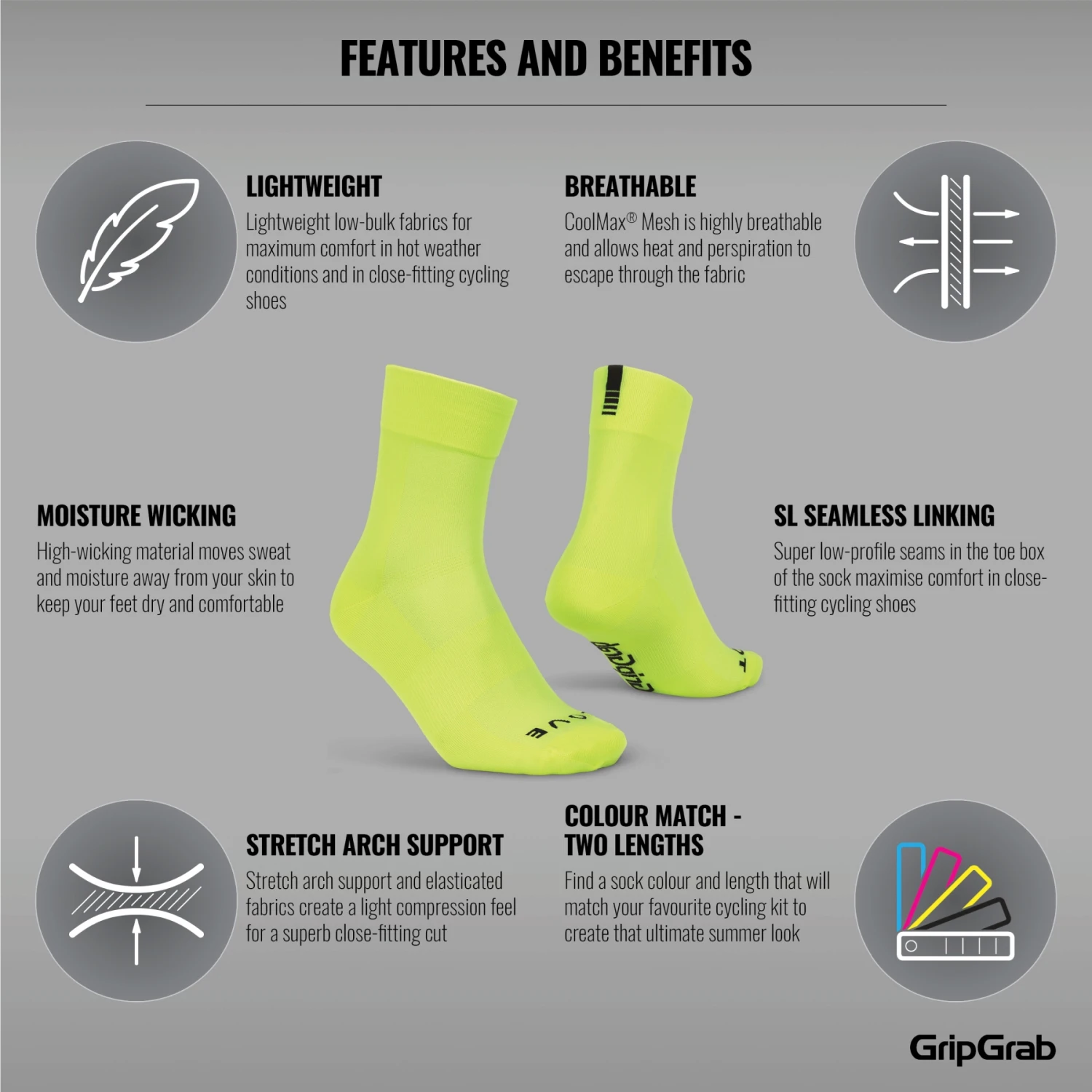 GripGrab Lightweight SL Socken - Yellow Hi-Vis 11 GripGrab Lightweight SL Socken - Yellow Hi-Vis – Bild 9