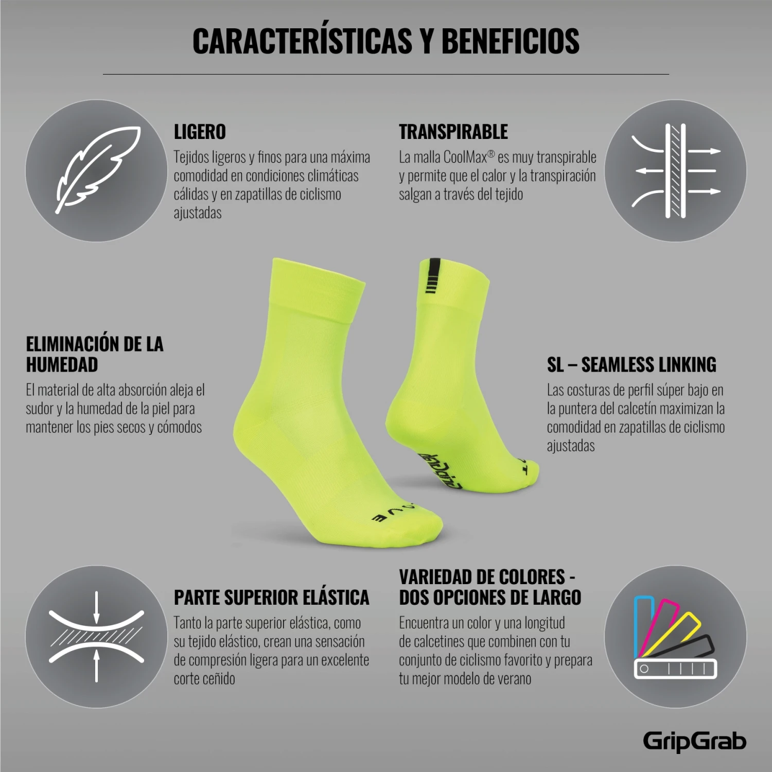 GripGrab Lightweight SL Socken - Yellow Hi-Vis 14 GripGrab Lightweight SL Socken - Yellow Hi-Vis – Bild 12