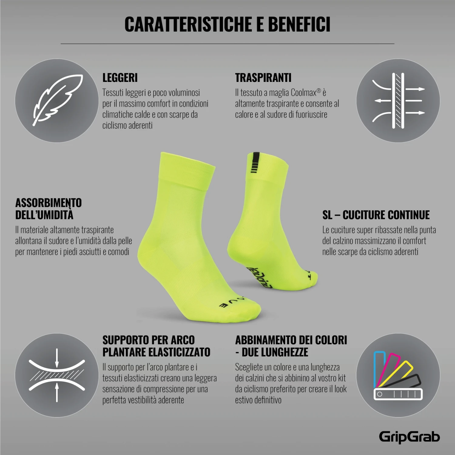 GripGrab Lightweight SL Socken - Yellow Hi-Vis 15 GripGrab Lightweight SL Socken - Yellow Hi-Vis – Bild 13