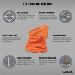 GripGrab Multifunktions Halstuch - Orange -Gripgrab gripgrab multifunctional neck warmer orange 6 1199793