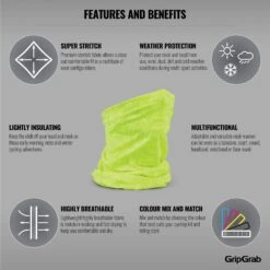 GripGrab Multifunktions Halstuch - Yellow Hi-Vis -Gripgrab gripgrab multifunctional neck warmer yellow hi vis 3 1199769