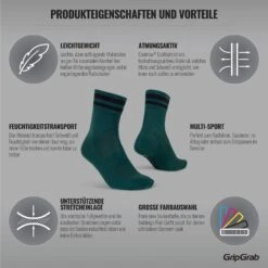 GripGrab Original Gestreifte Crew Socken - Green -Gripgrab gripgrab original stripes crew socks green 4 1094437
