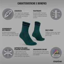 GripGrab Original Gestreifte Crew Socken - Green -Gripgrab gripgrab original stripes crew socks green 6 1094439