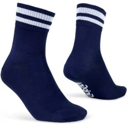 GripGrab Original Gestreifte Crew Socken - Navy Blue