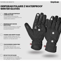 GripGrab Polaris 2 Wasserdichte Winter Fahrradhandschuhe - Schwarz -Gripgrab gripgrab polaris 2 waterproof winter gloves black 10 1275403