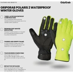 GripGrab Polaris 2 Wasserdichte Winter Fahrradhandschuhe - Yellow Hi-vis -Gripgrab gripgrab polaris 2 waterproof winter gloves yellow hi vis 3 1275363