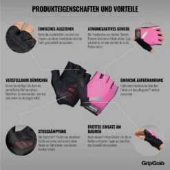 GripGrab ProGel Hi-Vis Gepolsterter Kurzfinger Handschuhe - Pink Hi-Vis -Gripgrab gripgrab progel hi vis padded short finger gloves pink hi vis 10 1200388