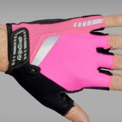 GripGrab ProGel Hi-Vis Gepolsterter Kurzfinger Handschuhe - Pink Hi-Vis -Gripgrab gripgrab progel hi vis padded short finger gloves pink hi vis 18 1200393
