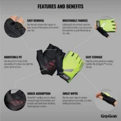 GripGrab ProGel Hi-Vis Gepolsterter Kurzfinger Handschuhe - Yellow Hi-Vis -Gripgrab gripgrab progel hi vis padded short finger gloves yellow hi vis 13 1200430
