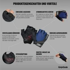 GripGrab ProGel Gepolsterter Kurzfinger Handschuhe - Navy Blue -Gripgrab gripgrab progel padded short finger gloves navy blue 3 1200266