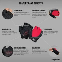 GripGrab ProGel Gepolsterter Kurzfinger Handschuhe - Red -Gripgrab gripgrab progel padded short finger gloves red 3 1200279