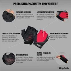 GripGrab ProGel Gepolsterter Kurzfinger Handschuhe - Red -Gripgrab gripgrab progel padded short finger gloves red 4 1200281
