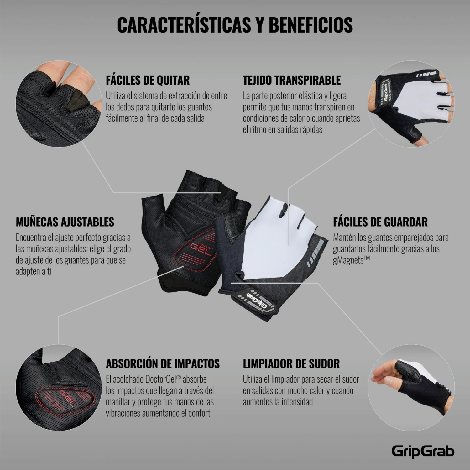 GripGrab ProGel Gepolsterter Kurzfinger Handschuhe - White 11 GripGrab ProGel Gepolsterter Kurzfinger Handschuhe - White – Bild 9